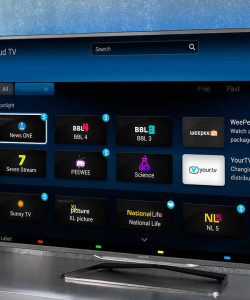 Em 2014, na IFA, demonstração de TV conectada (Cloud TV) no estande da Panasonic.