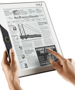 Protótipo de um e-reader, leitor digital exibido em 2001, antes do Amazon Kindle.